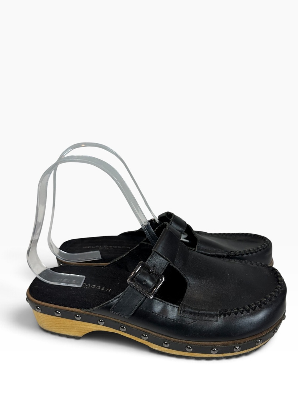 KELSI DAGGER Brooklyn Women's 7.5 Black Studded Slip-on Mule Clog